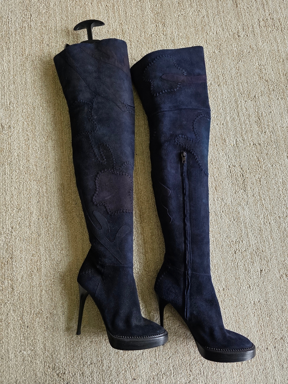 Burberry Prorsum Patchwork Allison Size 38 Over-Knee Heeled Boots